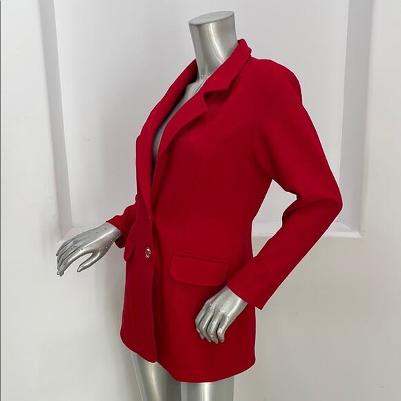 Unbranded Vintage Women’s Red Blazer Designer Button Front Closure and at Cuffs - Picture 3 of 16